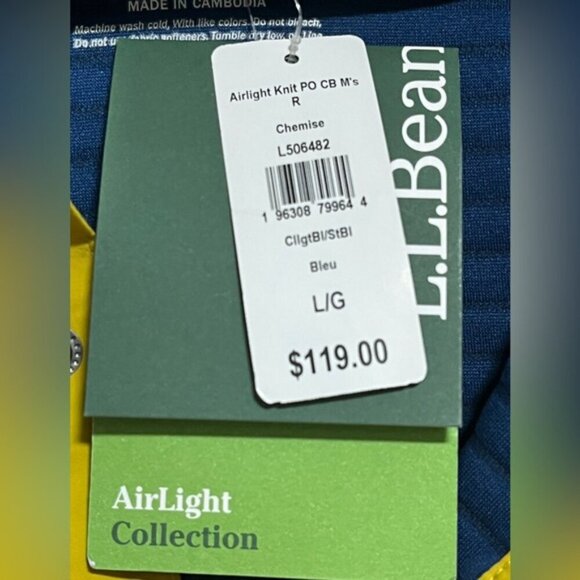 NWT L.L. Bean AirLight Knit Pullover Snap Fleece - Men’s L - Blue Colorblock - Picture 5 of 11
